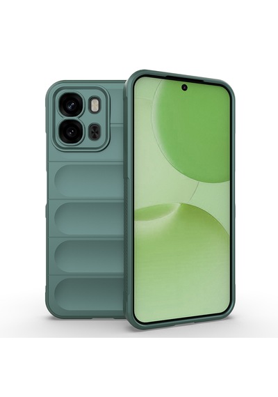 Oppo A6x Kılıf Darbe Emici Leke Tutmaz Esnek Tpu Oyuklu Arka Yüzey Tasarımlı Silikon Kapak Koyu Yeşil