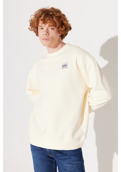 Lee Relaxed Fit Geniş Kesim Bisiklet Yaka Pamuk Ekru Erkek Içi Polarlı Sweatshirt LM01RJNQ Ekru Lee Relaxed Fit Geniş Kesim Bisiklet Yaka Pamuk Ekru Erkek Içi Polarlı Sweatshirt LM01RJNQ Ekru