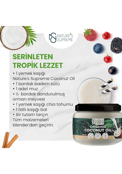 Nature's Supreme Organik Hindistan Cevizi Yağı Soğuk Sıkım 300 ML