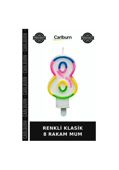 Premium Renkli Klasik 8 Rakam Mum Doğum Günü Çocuk Dekor Çok Renkli