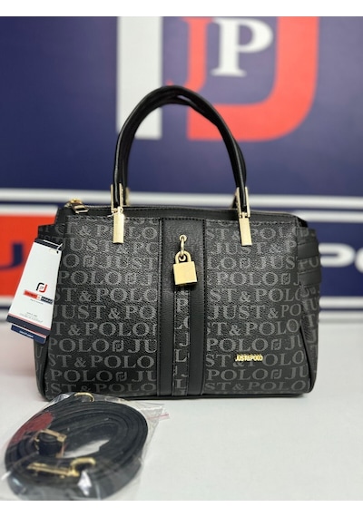Just Polo Kadın Siyah Monogram El Ve Omuz Çantası Yeni Sezon 2201mh