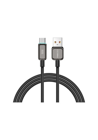 Recci Rs42c Lamp Display Serisi Type-c Usb 100w Hızlı Şarj Özellikli Data Ve Şarj Kablosu 1.5m Siyah