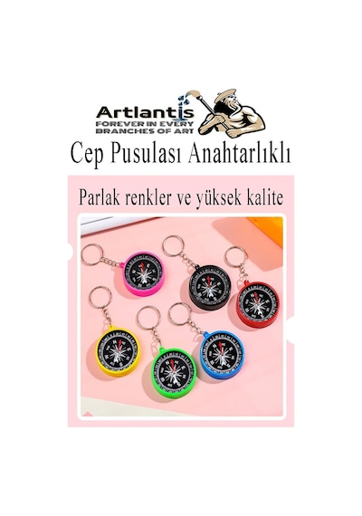 Pusula Anahtarlık Renkli 6 Adet Küçük Pusula Okul Deney Gezi Cep Pusulası Manyetik Pusula Plastik Öğrenci Çok Renkli