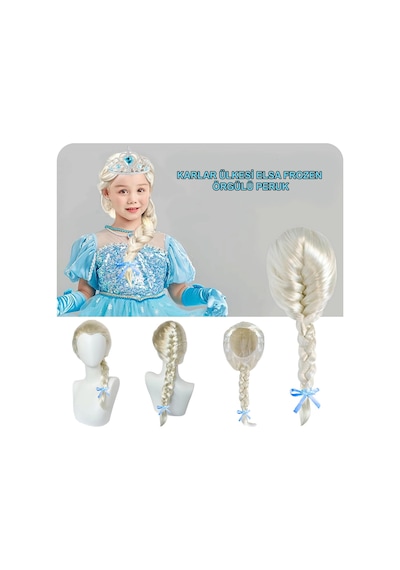 Techmrt Platin Altın Dore Renk Karlar Ülkesi Elsa Frozen Peruğu Çocuk Boy