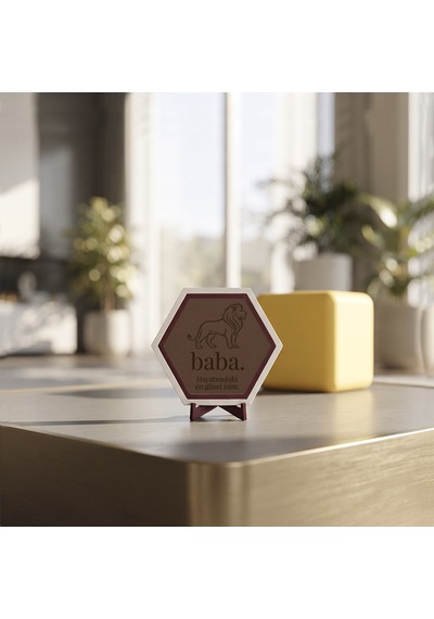 Aslan Figürlü Baba Temalı Dekoratif Obje, Babalar Günü İçin Anlamlı Ve Şık Hediye Alternatifi 10x10 Cm, Açık Kahve