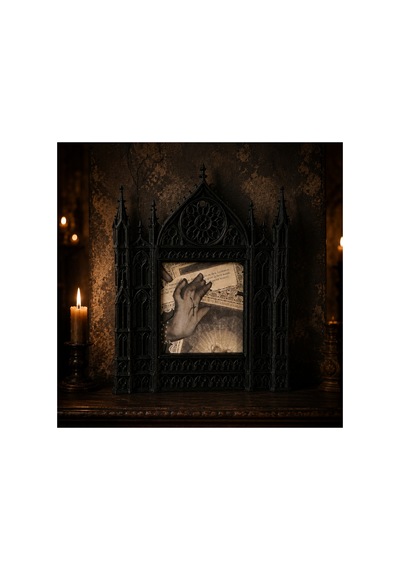 Siyah Victoria Gotik Duvar Fotoğraf Çerçevesi Katedral Tasarımlı 25x20x15 Cm