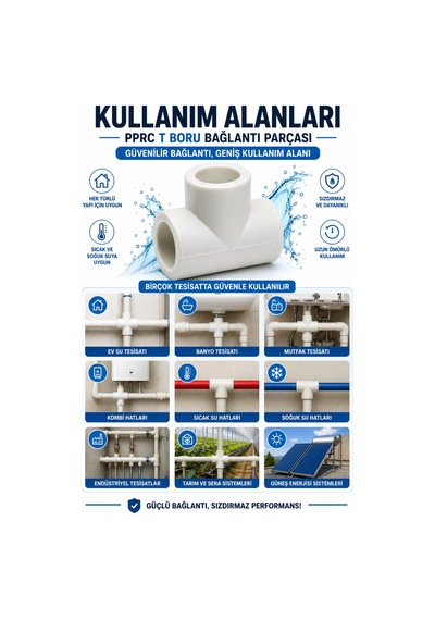 20 Mm Pprc Plastik T Boru Eki Te Bağlantı Parçası Sıcak Soğuk Su Tesisatı İçin Sızdırmaz T Ek 1 Adet Çok Renkli
