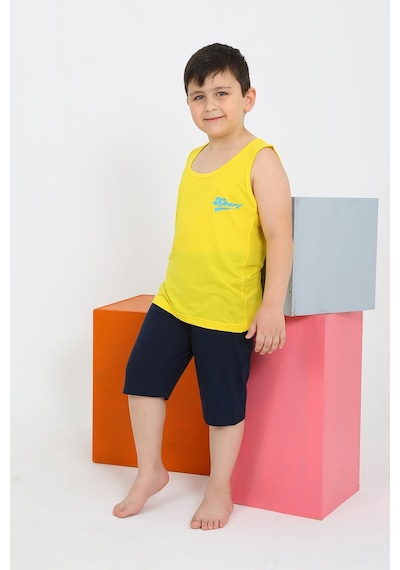 Akbeniz Erkek Çocuk Sıfır Kol Şortlu Sarı Penye Pijama Takımı 20435