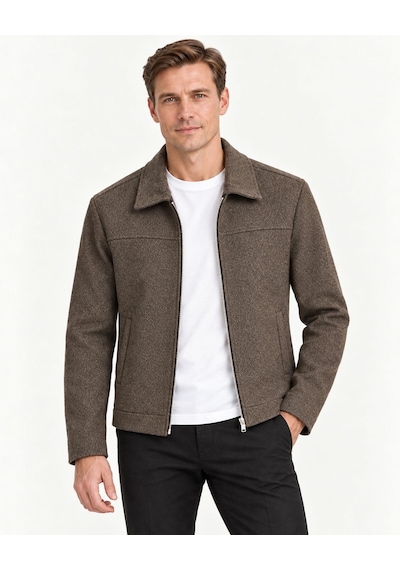 Classics Men Claassics Men Erkek Oversize Kısa Kaşe Kaban Ceket - 7794 Kahverengi
