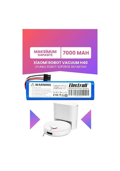 Xiaomi Robot Vacuum H40 Uyumlu Batarya Maksimum Kapasite 7000mah Robot Süpürge Bataryası-bhr07xbeu