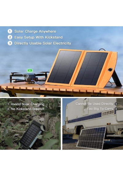 10.000mah Güneş Enerjili Solar Powerbank-1479 BEYAZ