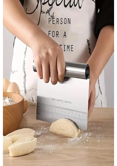 Paslanmaz Çelik Hamur Kesme Aparatı Çelik Kesici Kazıyıcı Pasta Ve Kek Şekillendiren Lüx Spatula Metal