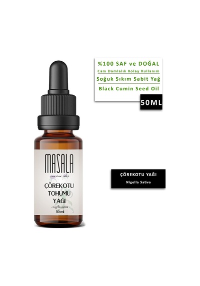 Masala Çörekotu Çekirdeği Yağı 50 ML Soğuk Pres (Black Cumin Seed Carrier Oil)