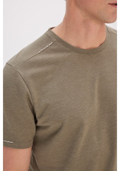 AC&Co / Altınyıldız Classics  Erkek Hakı Slim Fit Dar Kesim Pamuklu Bisiklet Yaka Tişört Haki