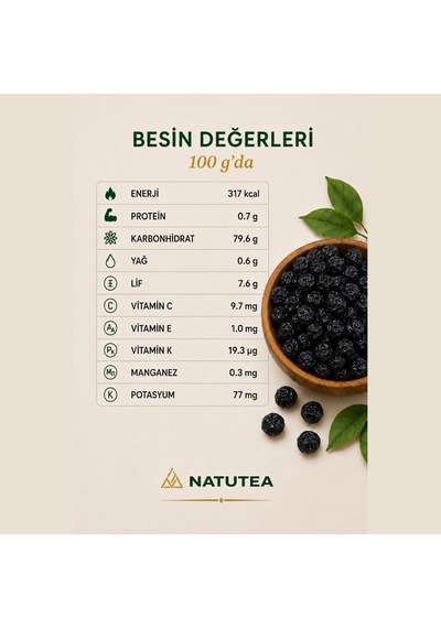 Natutea Yaban Mersini Blueberry 1 Kg Kuru Meyve