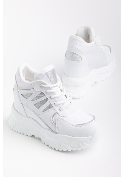 Suins Juvina Model Yüksek Gizli Topuklu Kadın Spor Ayakkabı Sneaker Beyaz