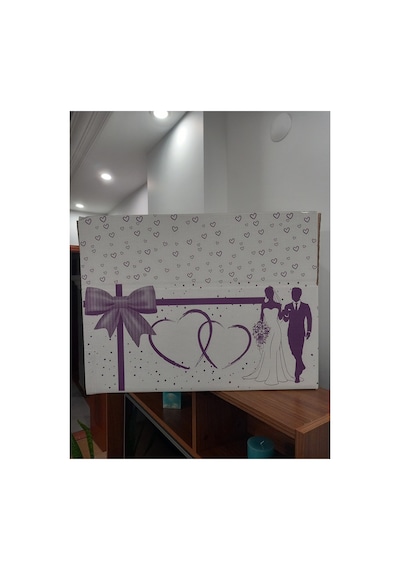 İsim Yazılabilen 5 Adet Mor Çeyiz Kolisi Beyaz Üzeri Mor Renk