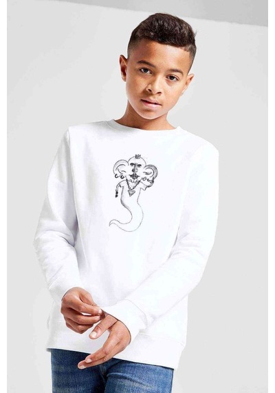 Tshirthane Aladin Lambası Baskılı Unisex Çocuk Beyaz Sweatshirt