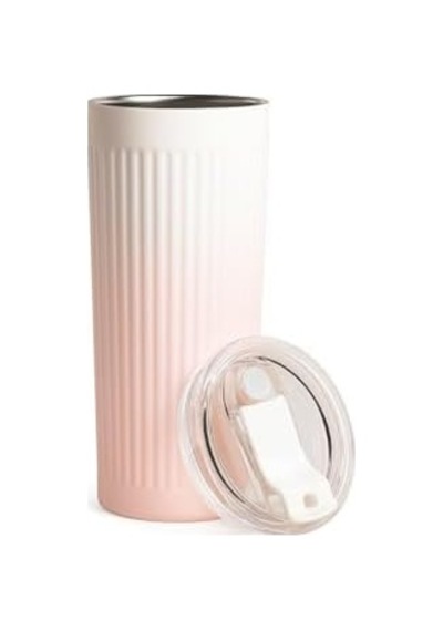 304 L Çelik 500 Ml. Pembe Beyaz Degrade Pipetli El Termos Mug Cin913pm Açık Beyaz