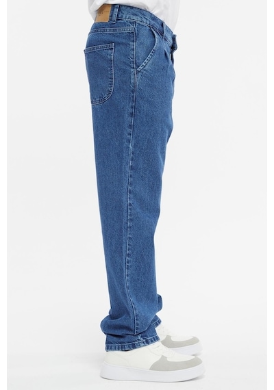 Baggy Fit Jean Neo Pileli Yüksek Bel Bol Kesim Kot Pantolon C354 001