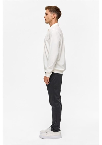 SÜVARİ Beyaz Regular Düz Polo Yaka Sweatshirt Beyaz