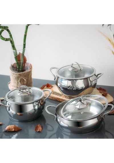 Gülsan Gizem 3'Lü Inox Tencere Set 6 Parça