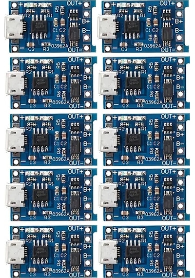 Lumaworld 10 Adet Tp4056 Micro Usb Şarj Modülü 18650 Bms 5v 1a Pil Şarj Kartı