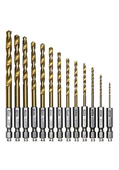 Rekotools-1/4'' Bits Saplı Tin Kaplı Hss Matkap Ucu Seti 13 Parça