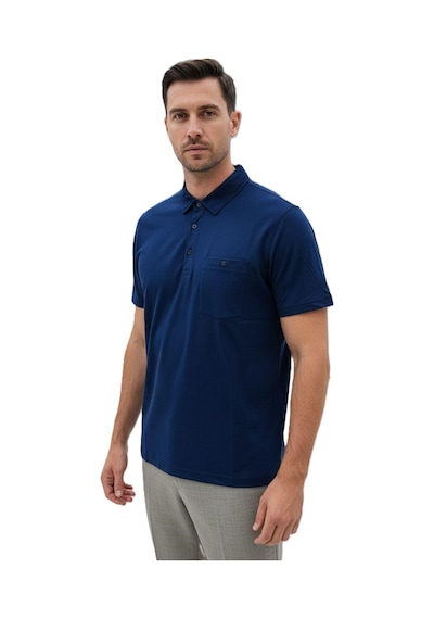 Lacaton Erkek 26-7015 Normal Beden Polo Yaka Flota Cepli T-shit İndigo İndigo
