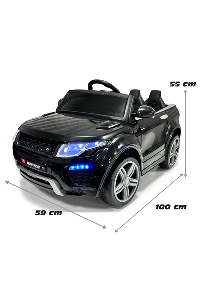 Raptor 12v Akülü Jeep Siyah Uzaktan Kumandalı Çift Motorlu Çocu