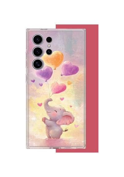 Samsung Galaxy S24 Ultra Uyumlu Minik Fil Baskılı Silikon Kılıf Renkli