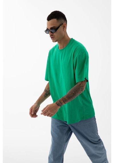 Erkek Oversize Fit Bisiklet Yaka Pamuk Kısa Kollu Tişört