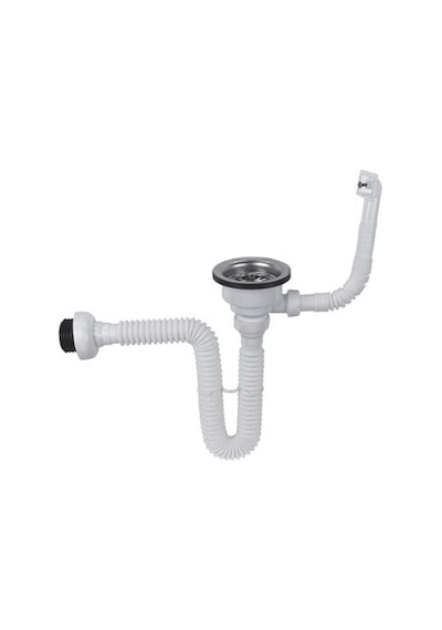 Özbest Körüklü Taşmalı Çöpmak Lavabo Sifonu Beyaz