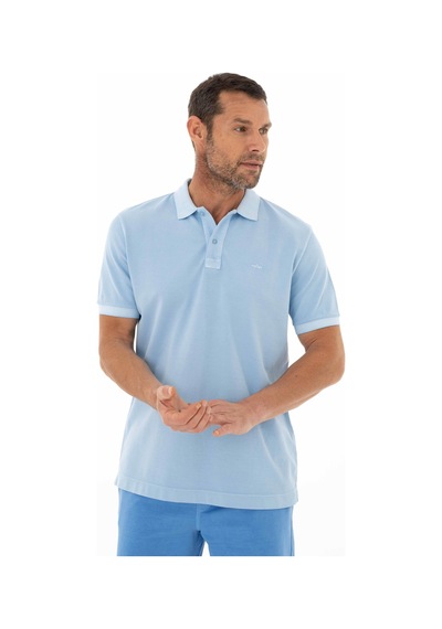AR-MA Arma Erkek % 100 Pamuk Regular Fit Parça Boyama Polo Yaka T-shirt Y25374376001 Mavi