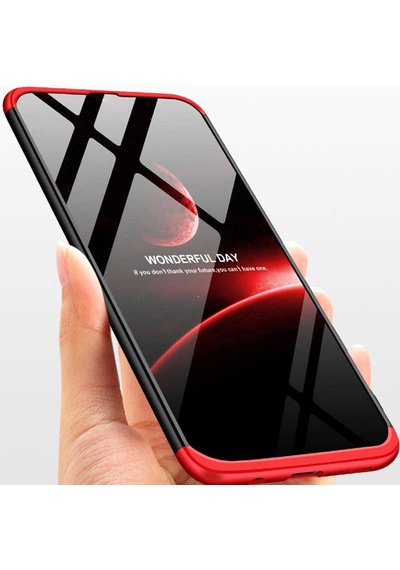 Galaxy M30 Kılıf Zore Ays Kapak Siyah-Kırmızı