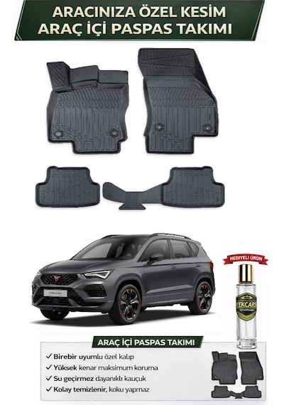 Cupra Ateca 2026 Model Aracınıza Özel Üretim Esnek Kauçuk Paspas Takımı