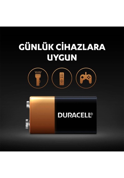 Duracell Alkalin 9 Volt Pil 1'li