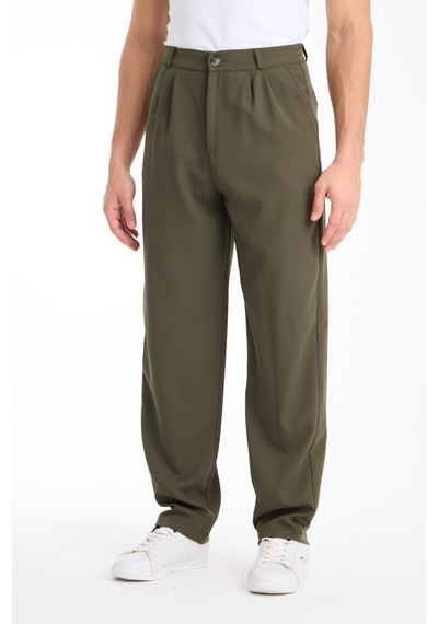 Gugus Erkek Baggy İthal Kumaş Pantolon Haki