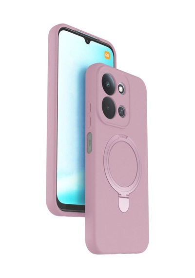 Xiaomi Redmi 15c 4g Kılıf M-safe Şarj Uyumlu Silikon Standlı Regal Kapak Açık Pembe