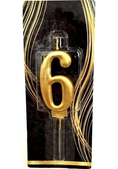 6 Yaş Gold Rakam Mum