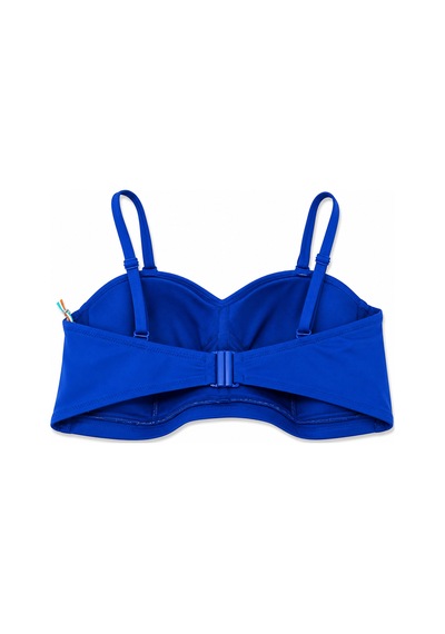 Büyük Beden Straplez Ayarlanabilir İnce Askılı Desenli Kadın Bikini Üst Saks