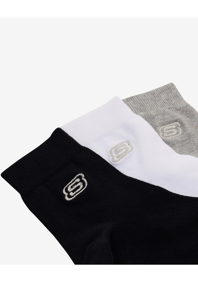 Skechers 3'lü Paket Shiny Logo Bilek Üstü Çorap Kadın Siyah-beyaz-gri Çorap S2520319-3474 Çok Renkli