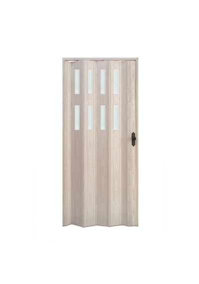 Faran Dekorasyon 115 x 215 Akçaağaç Renk Camlı Pvc Akordiyon Katlanır Kapı - FRNAKMODEL-51