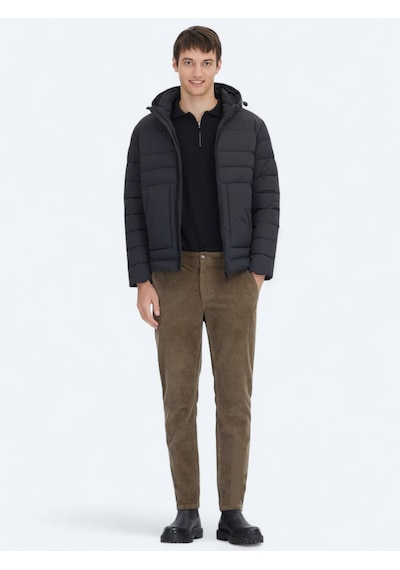 Kip Siyah Regular Fit Gömlek Yaka Casual Dokuma Mont Siyah