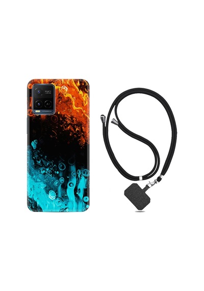 Vivo V21 Kılıf Boyun Askılı Orange Blue Color 1665