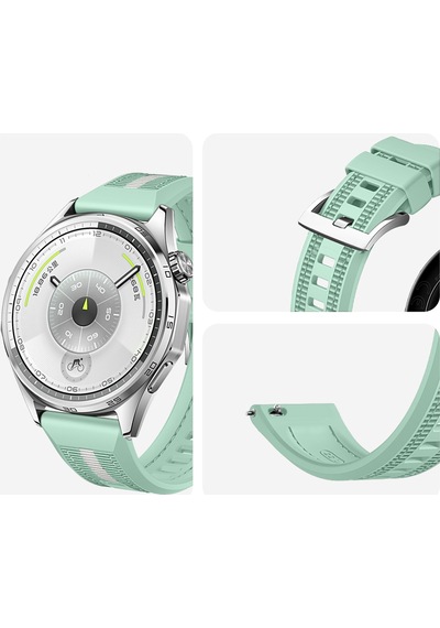 Huawei Watch Gt6 46mm İle Uyumlu Sportstripe Örgü Desen Metal Tokalı Silikon Akıllı Saat Kordonu