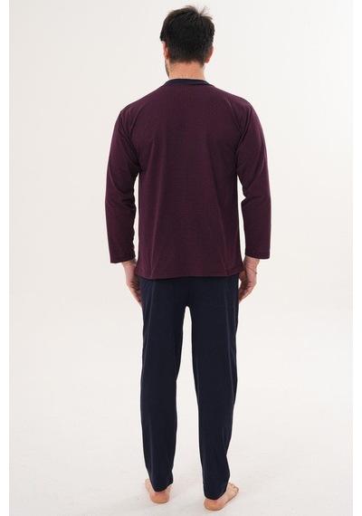 Markalinda 3130 Bordo Büyük Beden Erkek Pijama Takımı Bordo