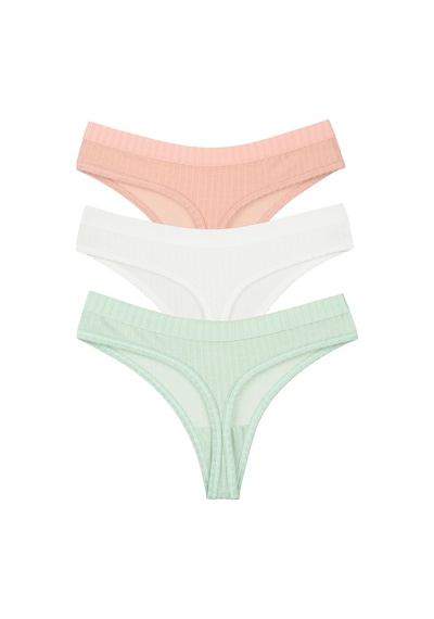 Vanilya Secret Pamuk Tanga 3'lü Paket Beyaz - Pembe