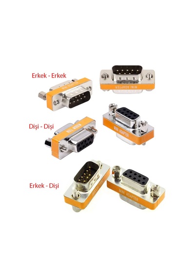 Null Modem 9 Pin Çevirici Erkek -erkek,dişi-dişi ,dişi-erkek 3'lü Çevirici Set