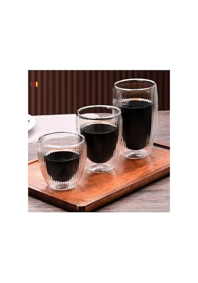 Çift Cidarlı Cam, Kahve, Latte, Espresso, Meşrubat, Su Bardağı, 250 Ml, Su Bardak, 1 Adet, 12321 Açık Kırmızı